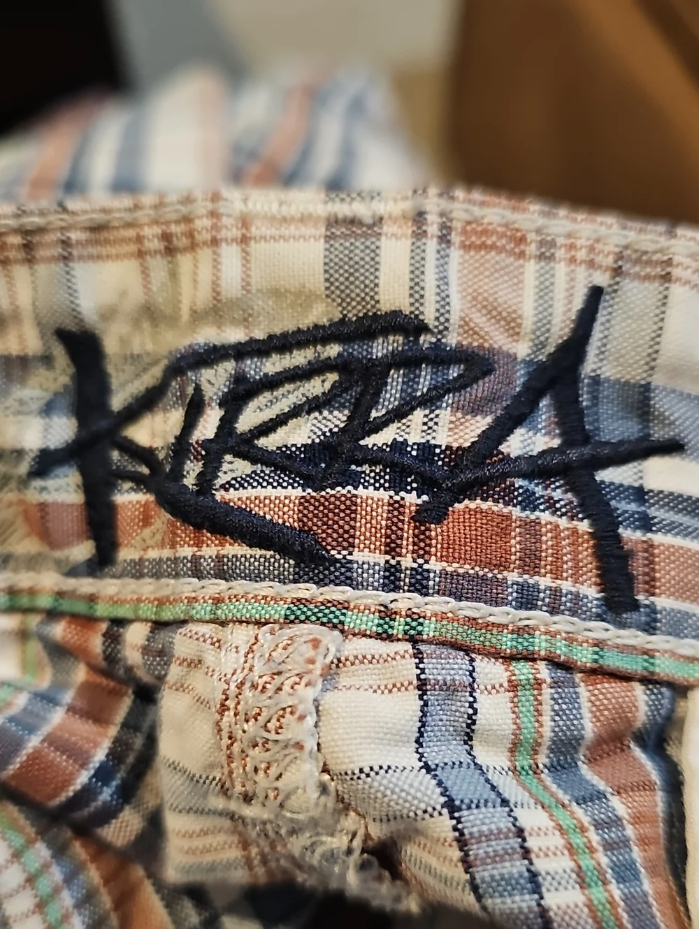 PACSUN Kirra Surf Men's Plaid Cotton Bermuda Shorts - Cream & Brown, 38W